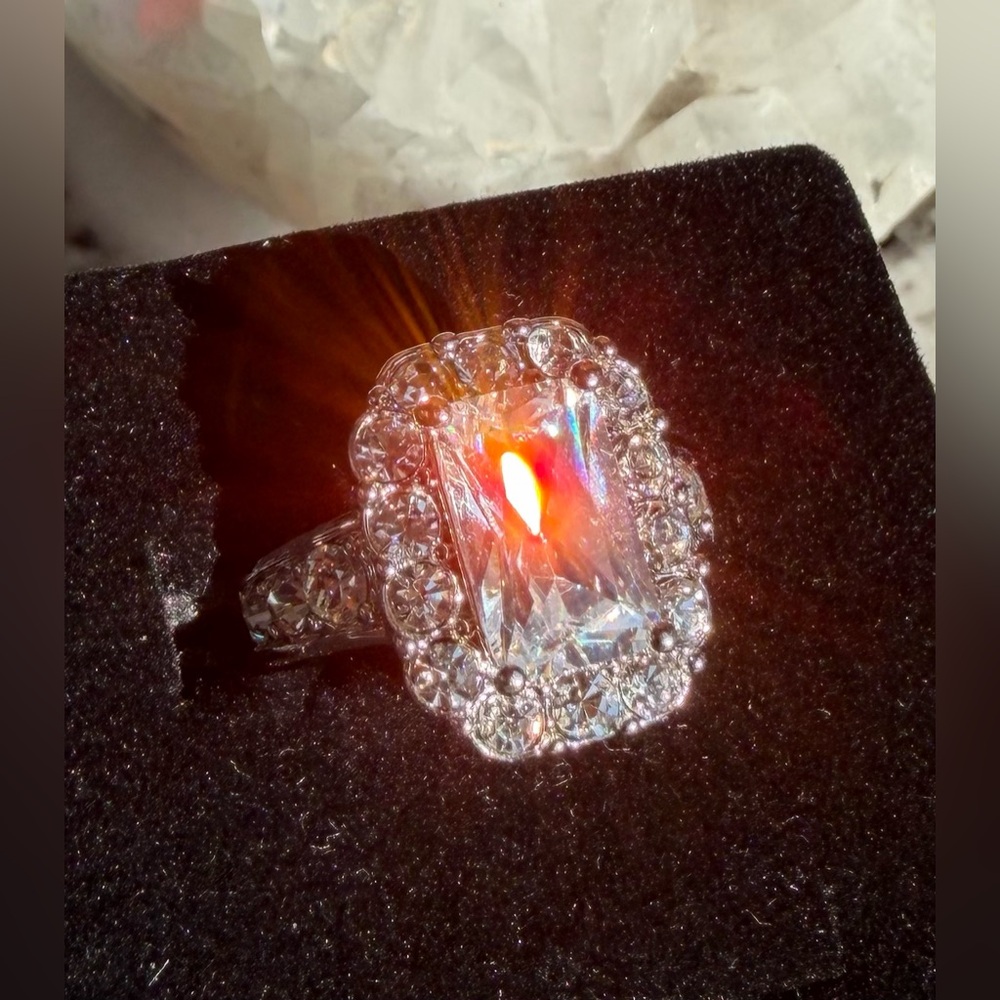 NVC Nataliya V Collister Avon Silver Plated CZ Cocktail HALO Ring_Kyra_SZ 7 - Picture 3 of 10